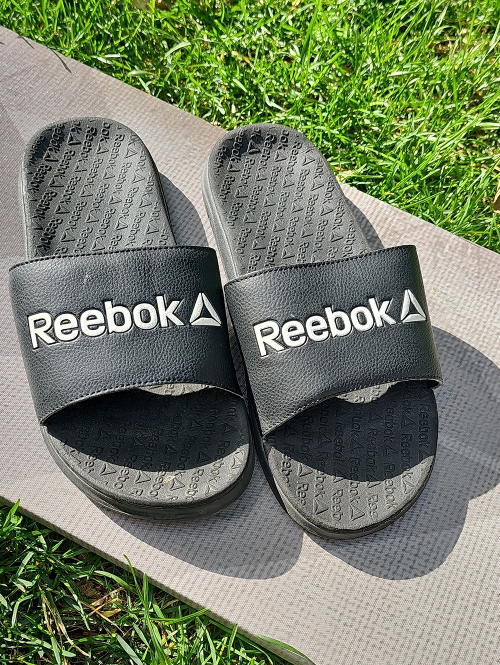 Reebok Black Logo Slide Sandals for Kids